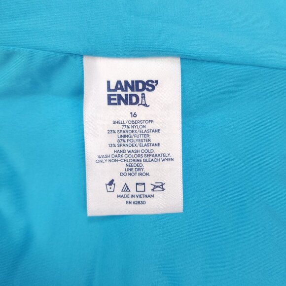 Lands End High Waisted Bikini Swim Bottoms Size 16 Turquoise Chlorine Resistant - Picture 3 of 10
